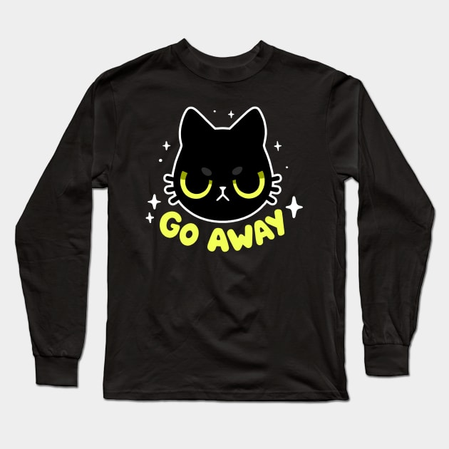 Go Away - Cute Angry Black cat - Sassy Kitty Long Sleeve T-Shirt by BlancaVidal